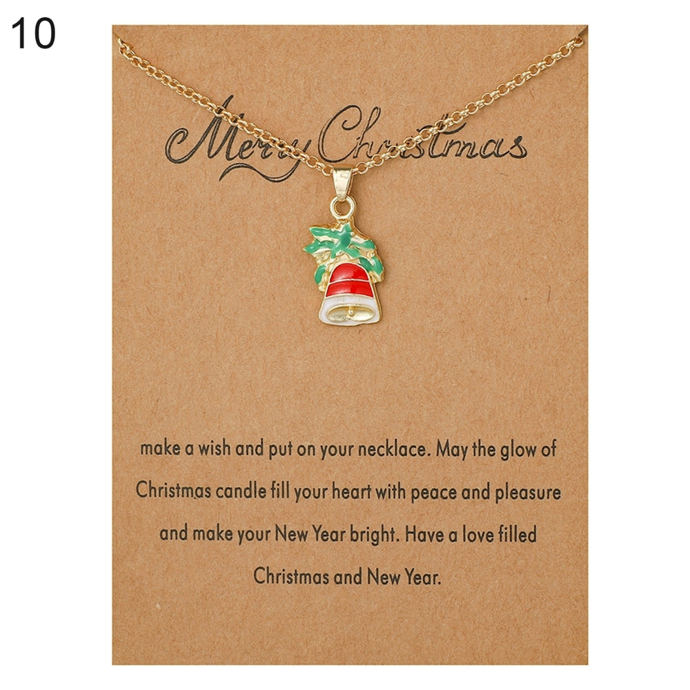 Christmas Necklace Santa Claus Festive Accessories Blessing Christmas Tree Moving Christmas Card Pendant for Gift Image 2