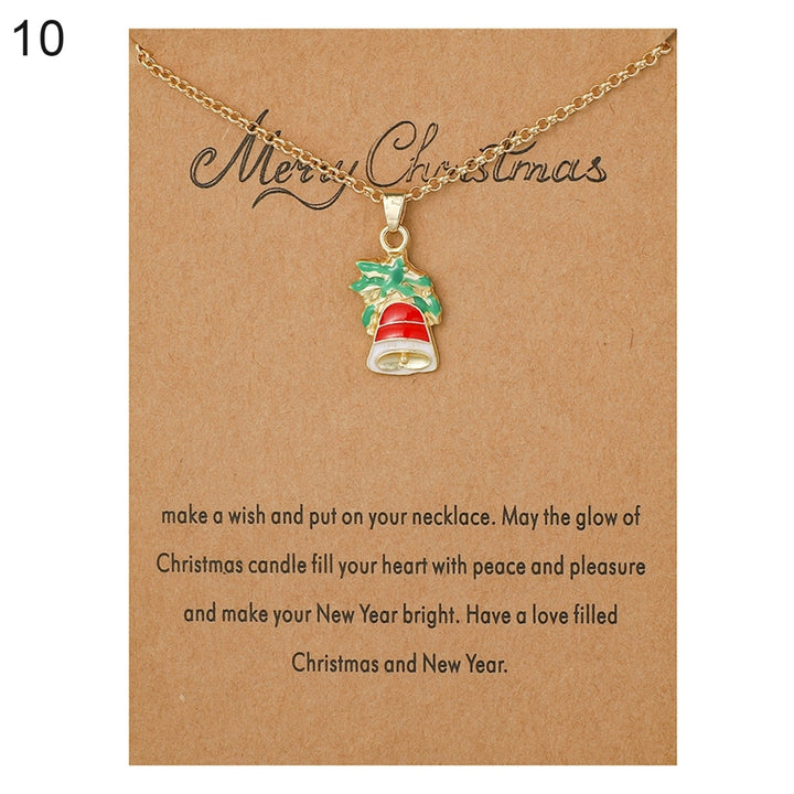 Christmas Necklace Santa Claus Festive Accessories Blessing Christmas Tree Moving Christmas Card Pendant for Gift Image 2