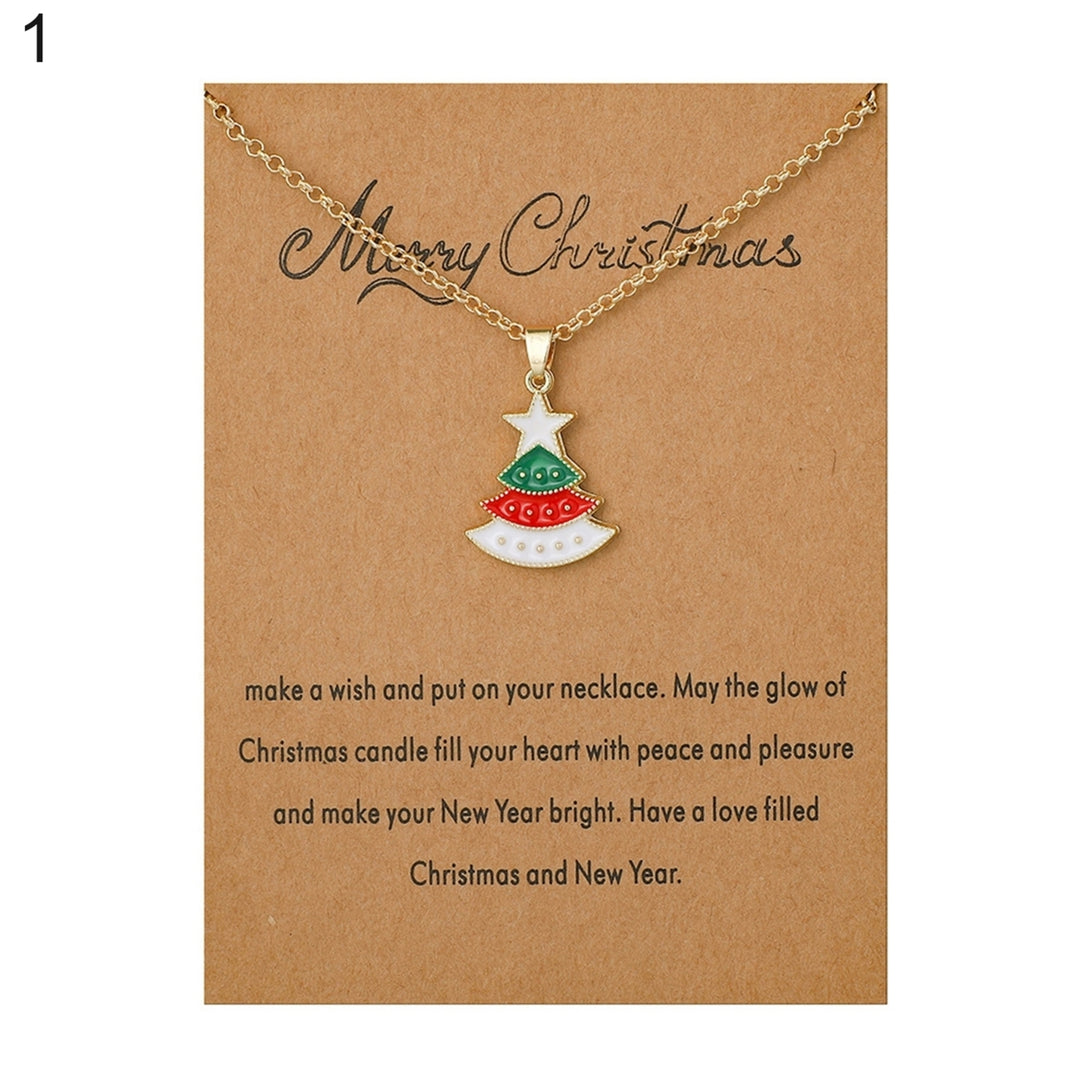 Christmas Necklace Santa Claus Festive Accessories Blessing Christmas Tree Moving Christmas Card Pendant for Gift Image 3