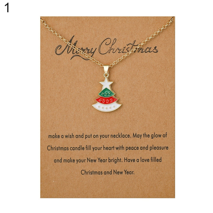 Christmas Necklace Santa Claus Festive Accessories Blessing Christmas Tree Moving Christmas Card Pendant for Gift Image 3