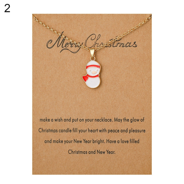 Christmas Necklace Santa Claus Festive Accessories Blessing Christmas Tree Moving Christmas Card Pendant for Gift Image 4