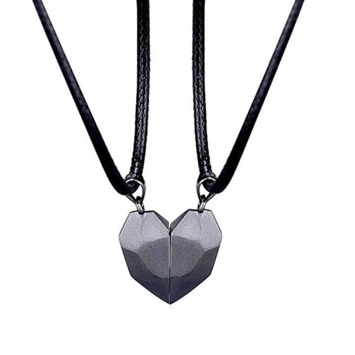 2 Pcs Matching Necklace Magnetic Geometric Creative Unisex Memorial Meaningful His-and-hers Necklace for Couple Image 1