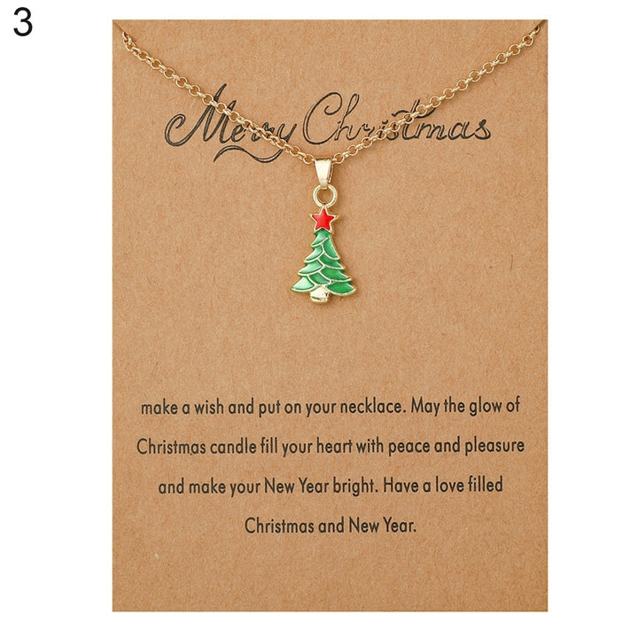 Christmas Necklace Santa Claus Festive Accessories Blessing Christmas Tree Moving Christmas Card Pendant for Gift Image 4