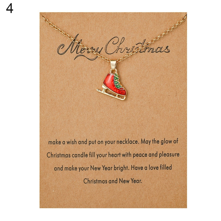 Christmas Necklace Santa Claus Festive Accessories Blessing Christmas Tree Moving Christmas Card Pendant for Gift Image 6