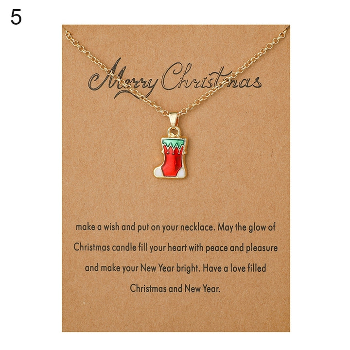 Christmas Necklace Santa Claus Festive Accessories Blessing Christmas Tree Moving Christmas Card Pendant for Gift Image 7