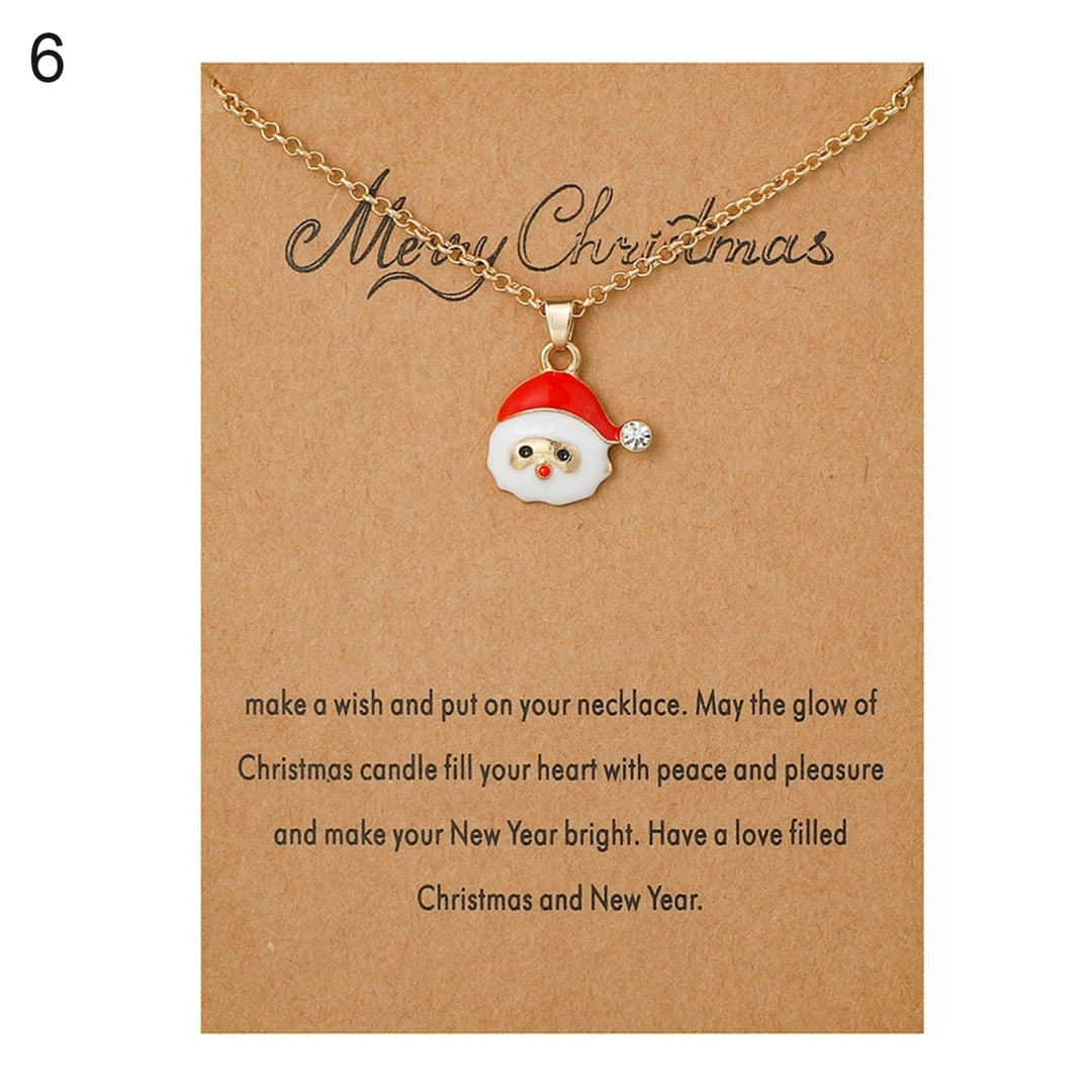 Christmas Necklace Santa Claus Festive Accessories Blessing Christmas Tree Moving Christmas Card Pendant for Gift Image 8