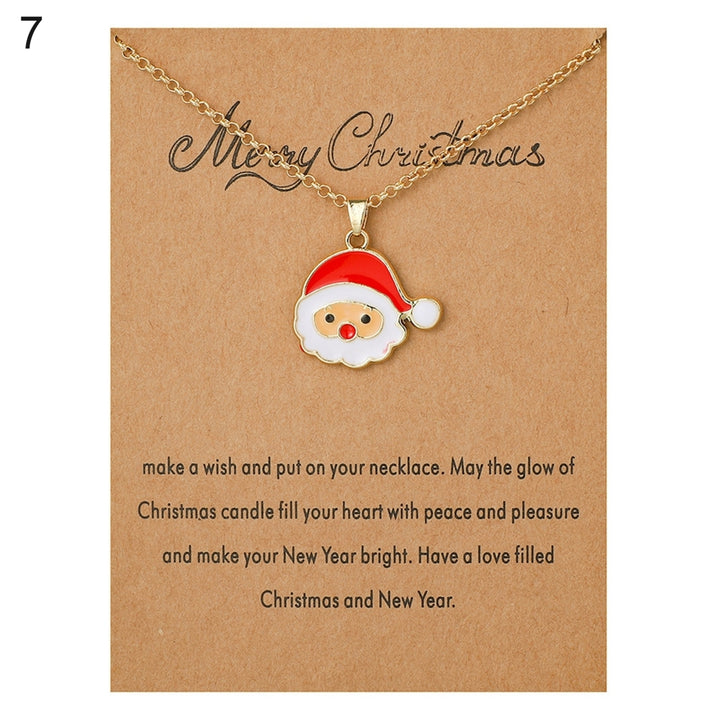 Christmas Necklace Santa Claus Festive Accessories Blessing Christmas Tree Moving Christmas Card Pendant for Gift Image 9