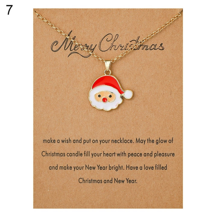 Christmas Necklace Santa Claus Festive Accessories Blessing Christmas Tree Moving Christmas Card Pendant for Gift Image 1