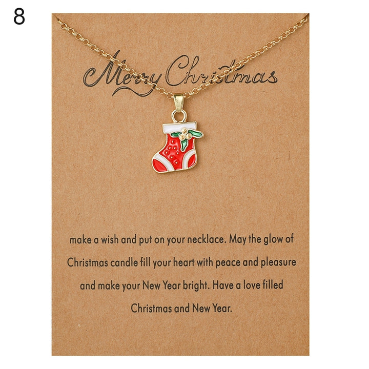 Christmas Necklace Santa Claus Festive Accessories Blessing Christmas Tree Moving Christmas Card Pendant for Gift Image 10