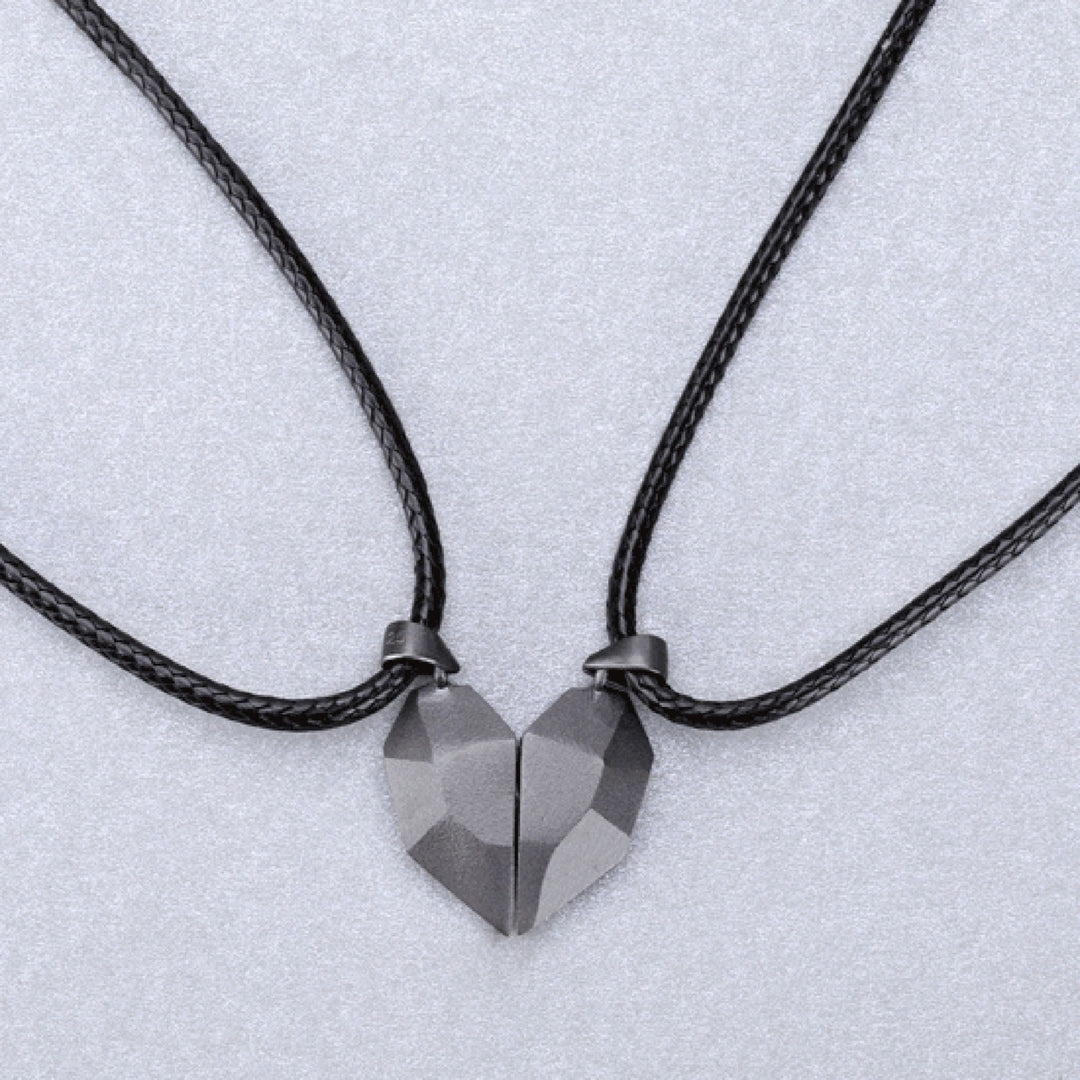 2 Pcs Matching Necklace Magnetic Geometric Creative Unisex Memorial Meaningful His-and-hers Necklace for Couple Image 10