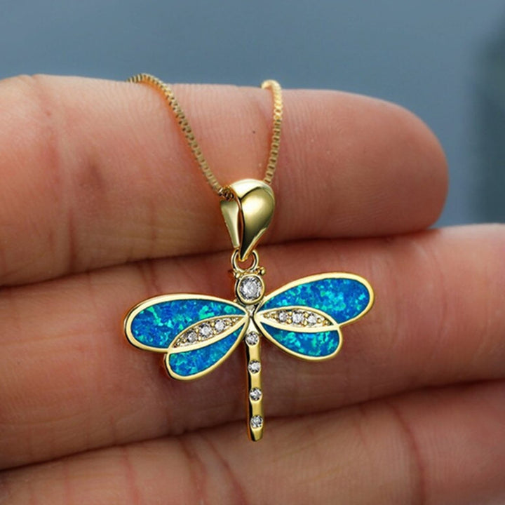 Dragonfly Necklace Wear-resistant Anti-rust Alloy Exquisite Dragonfly Animal Necklace for Women Image 1