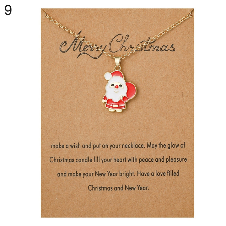 Christmas Necklace Santa Claus Festive Accessories Blessing Christmas Tree Moving Christmas Card Pendant for Gift Image 11