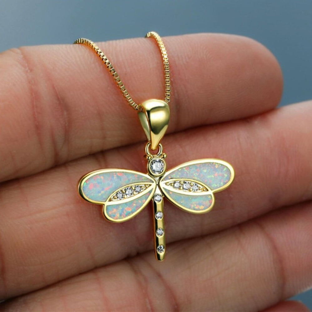 Dragonfly Necklace Wear-resistant Anti-rust Alloy Exquisite Dragonfly Animal Necklace for Women Image 2