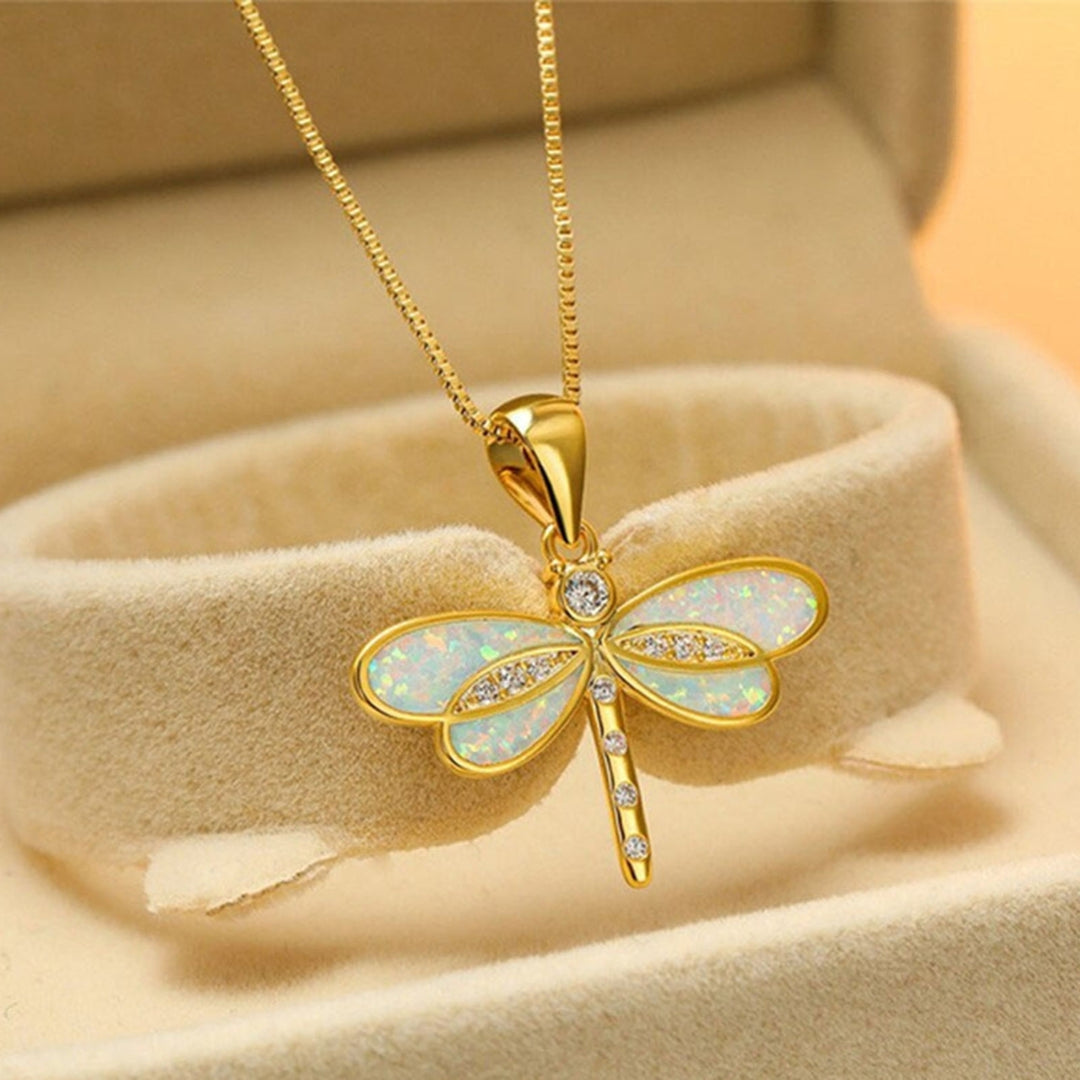 Dragonfly Necklace Wear-resistant Anti-rust Alloy Exquisite Dragonfly Animal Necklace for Women Image 3