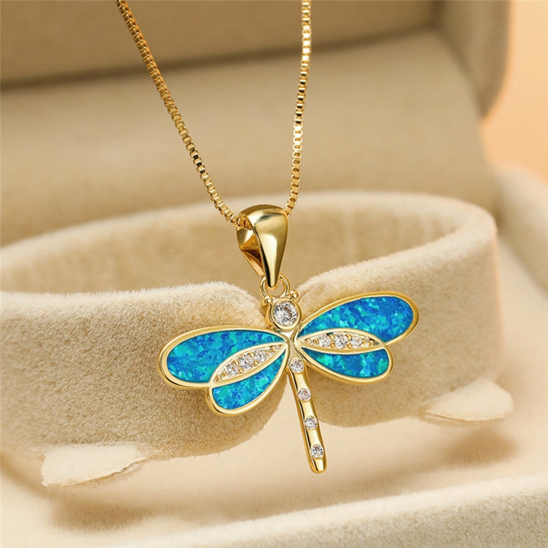 Dragonfly Necklace Wear-resistant Anti-rust Alloy Exquisite Dragonfly Animal Necklace for Women Image 4