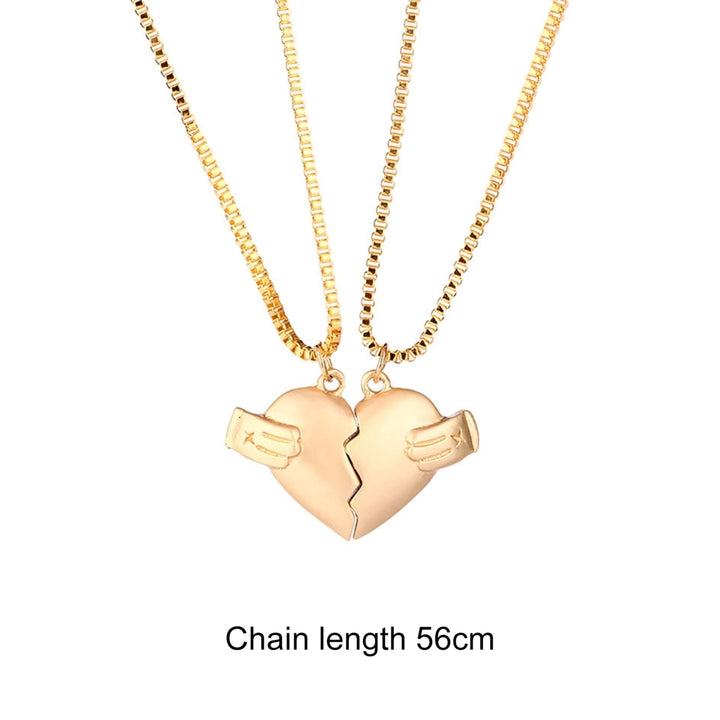 1 Pair Heart-Shaped Pendant Matching Necklace with Magnet Alloy Comfortable Wear Couples Necklace for Daily Wear Image 12