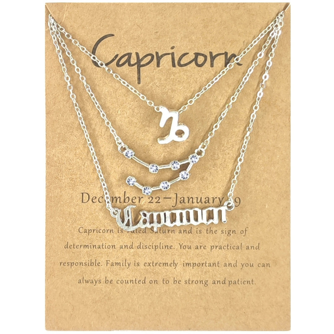 3Pcs Constellation Necklaces Letters Symbol Women Shiny Rhinestone Paper Card Necklaces for Party Image 2