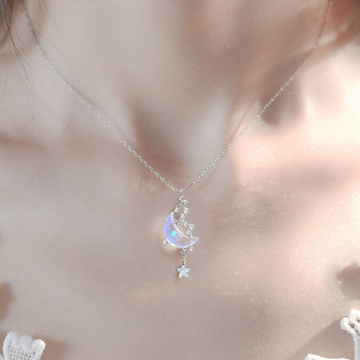 Women Necklace Moon Stars Rhinestones Jewelry Simple Delicate Pendant Necklace Jewelry Gifts Image 3