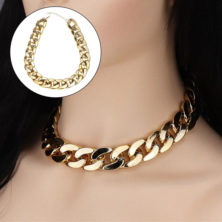 Hip Hop Adjustable Choker Necklace Alloy Exaggerated Thick Chain Women Necklace Jewelry Accessory Image 4