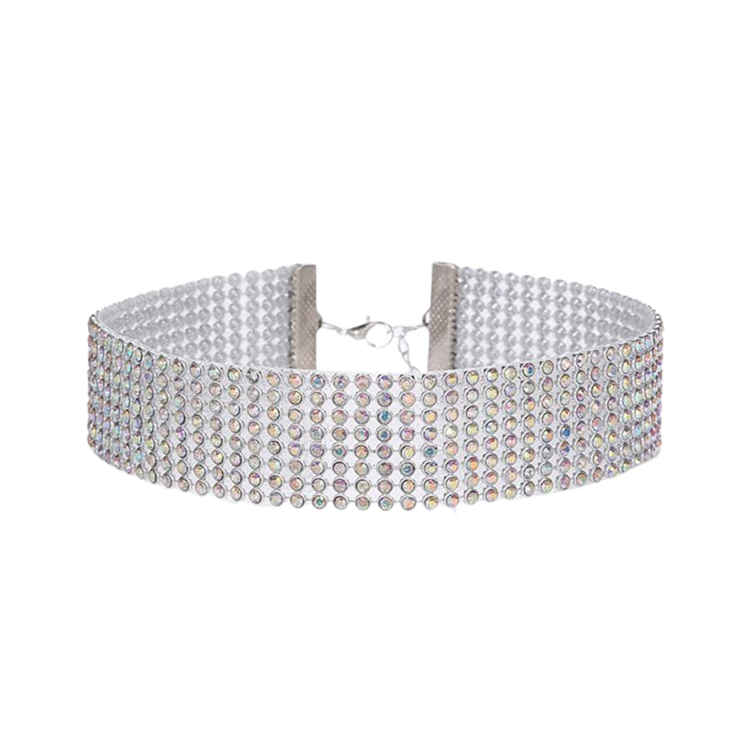 Adjustable Wide Alloy Choker Collar Inlay Rhinestone Hip Hop Choker Necklace Fashion Jewelry Image 8