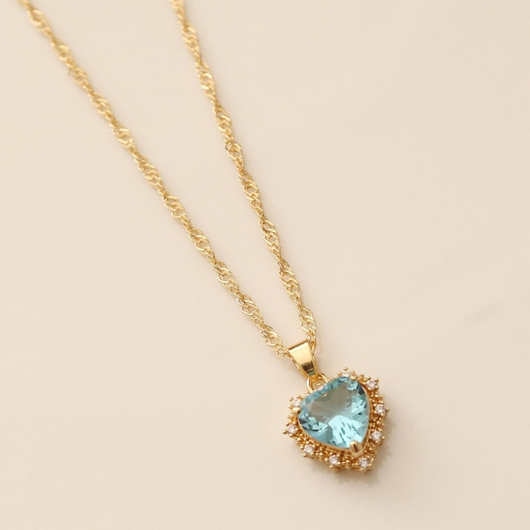 Women Necklace Creative Rhinestone Embedded Women Jewelry Tiny Heart Shape Pendant Clavicle Necklace for Wedding Image 10