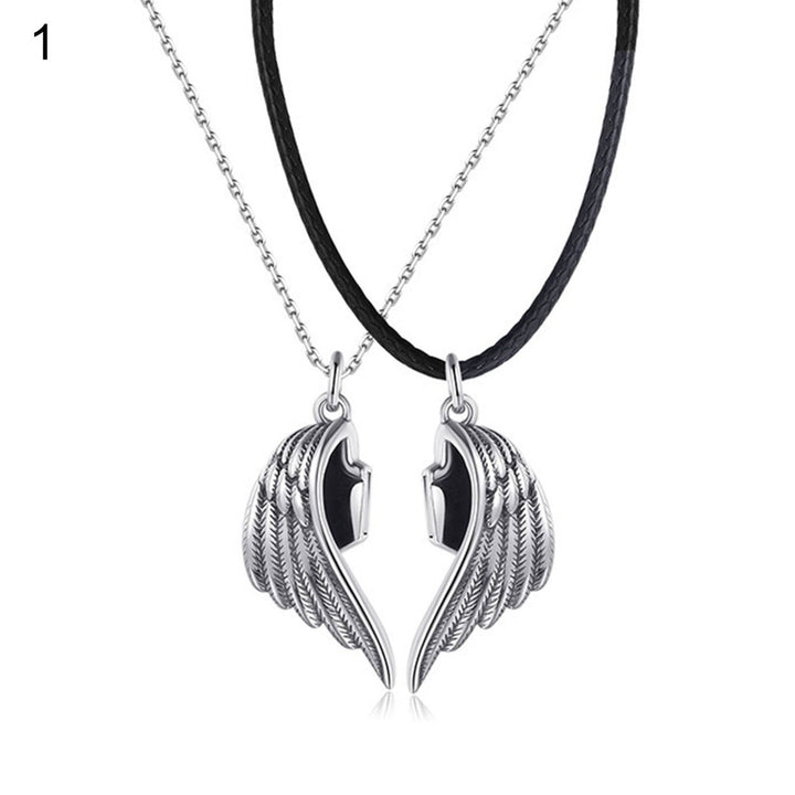 1 Pair Matching Necklace Magnetic Angel Wing Creative All Match Couple Pendants for Gift Image 1