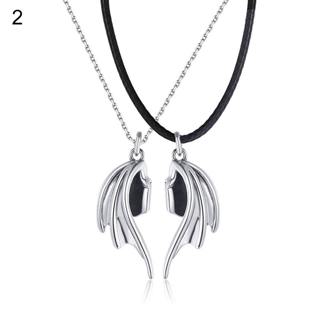 1 Pair Matching Necklace Magnetic Angel Wing Creative All Match Couple Pendants for Gift Image 1