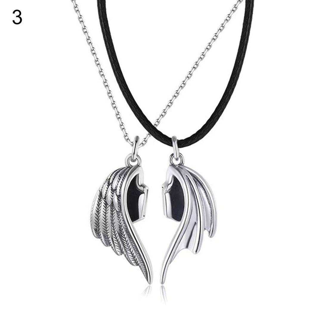 1 Pair Matching Necklace Magnetic Angel Wing Creative All Match Couple Pendants for Gift Image 1