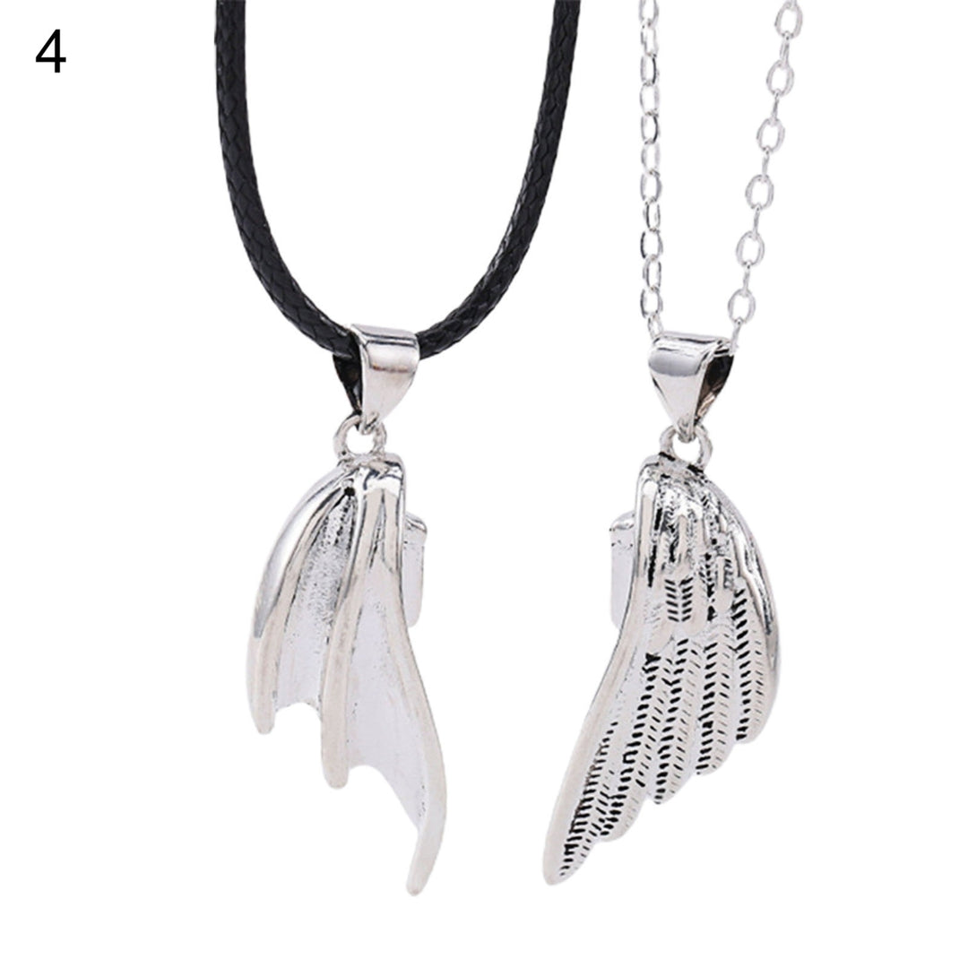 1 Pair Matching Necklace Magnetic Angel Wing Creative All Match Couple Pendants for Gift Image 4