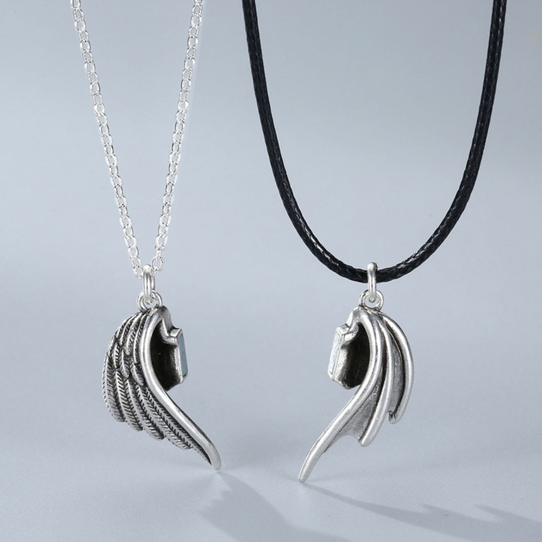 1 Pair Matching Necklace Magnetic Angel Wing Creative All Match Couple Pendants for Gift Image 7