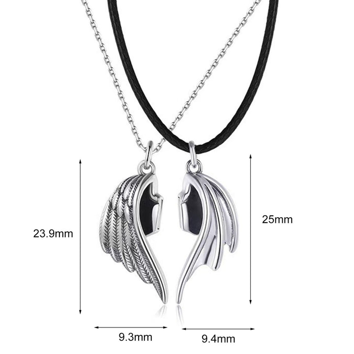 1 Pair Matching Necklace Magnetic Angel Wing Creative All Match Couple Pendants for Gift Image 9