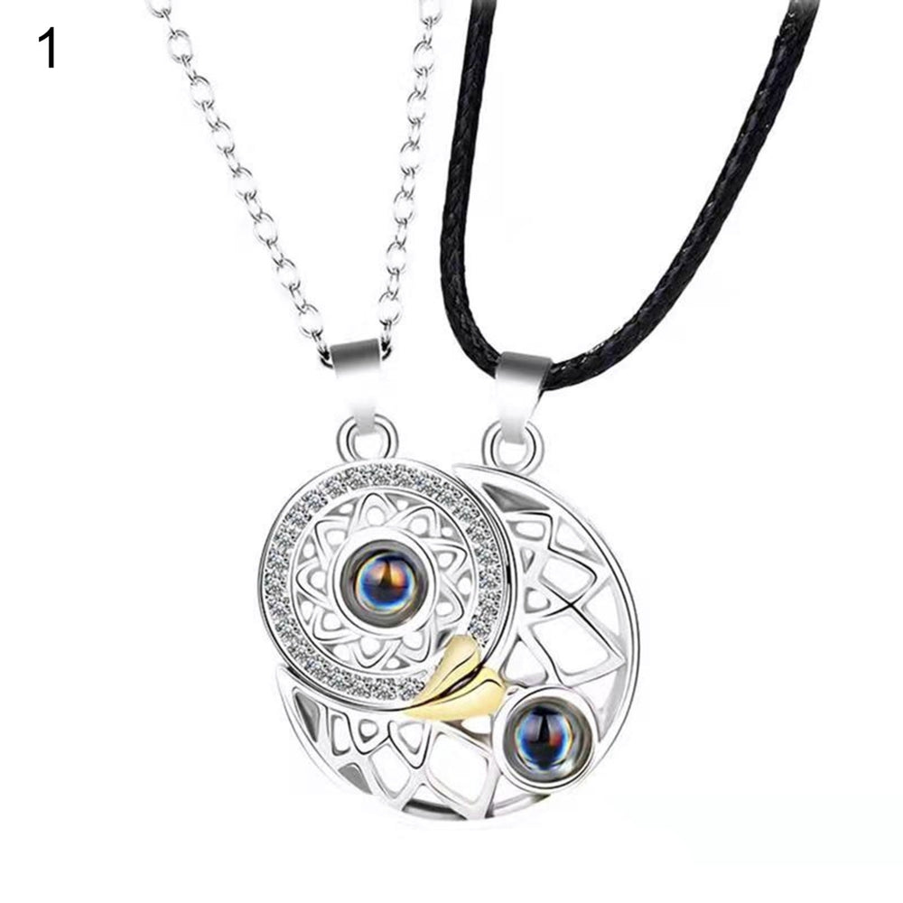 1 Pair Matching Necklace Magnetic Sun Moon Creative His-and-hers Necklace for Gift Image 2