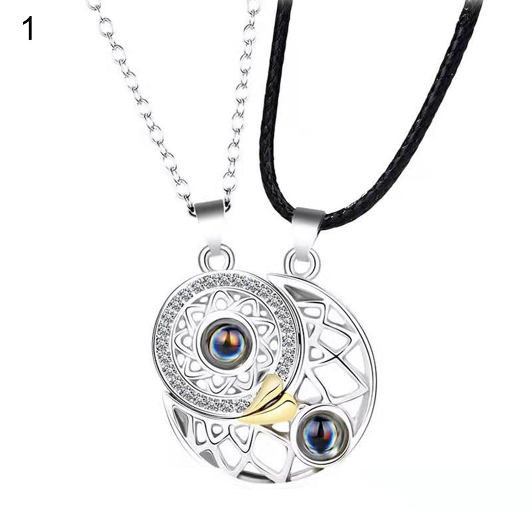 1 Pair Matching Necklace Magnetic Sun Moon Creative His-and-hers Necklace for Gift Image 1