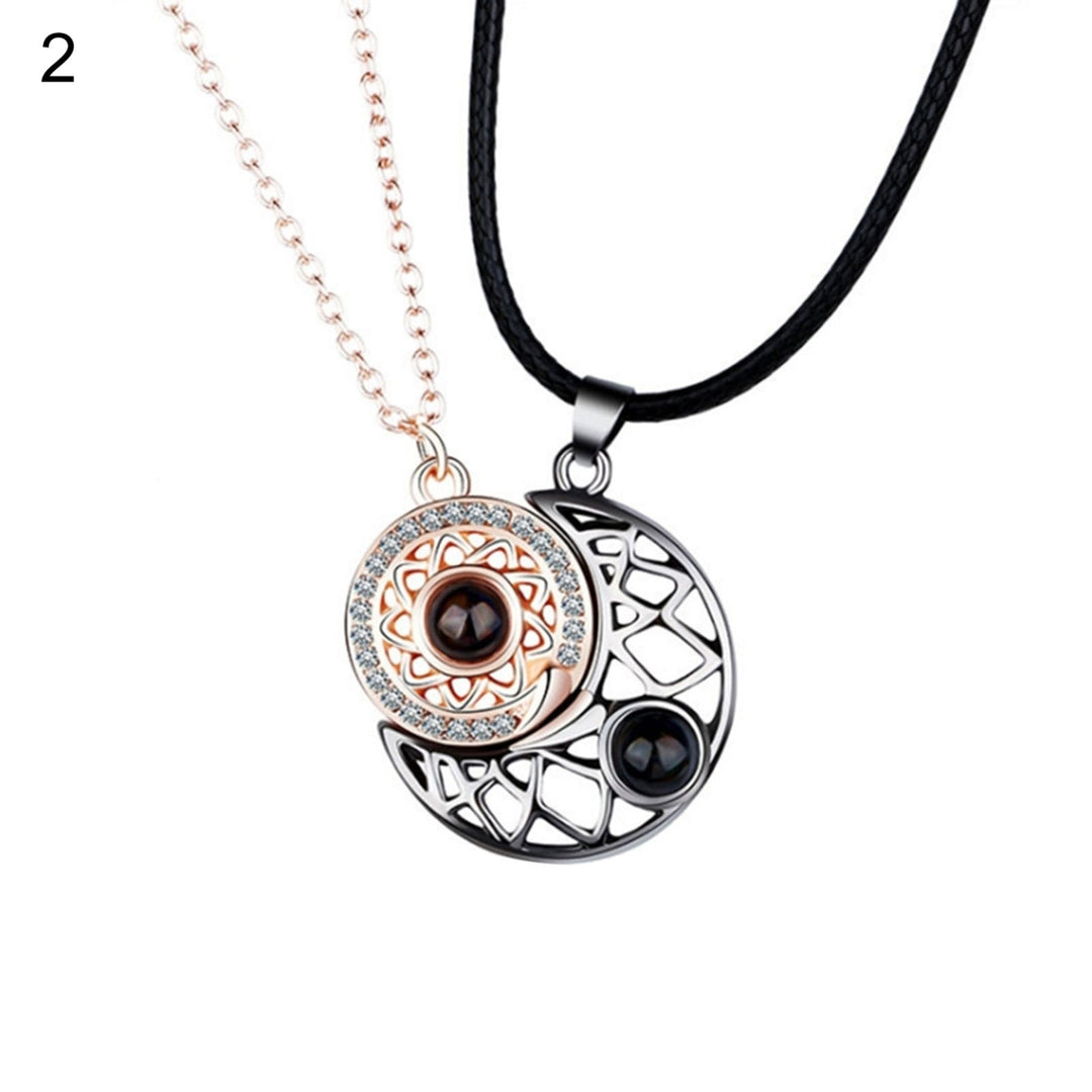1 Pair Matching Necklace Magnetic Sun Moon Creative His-and-hers Necklace for Gift Image 3