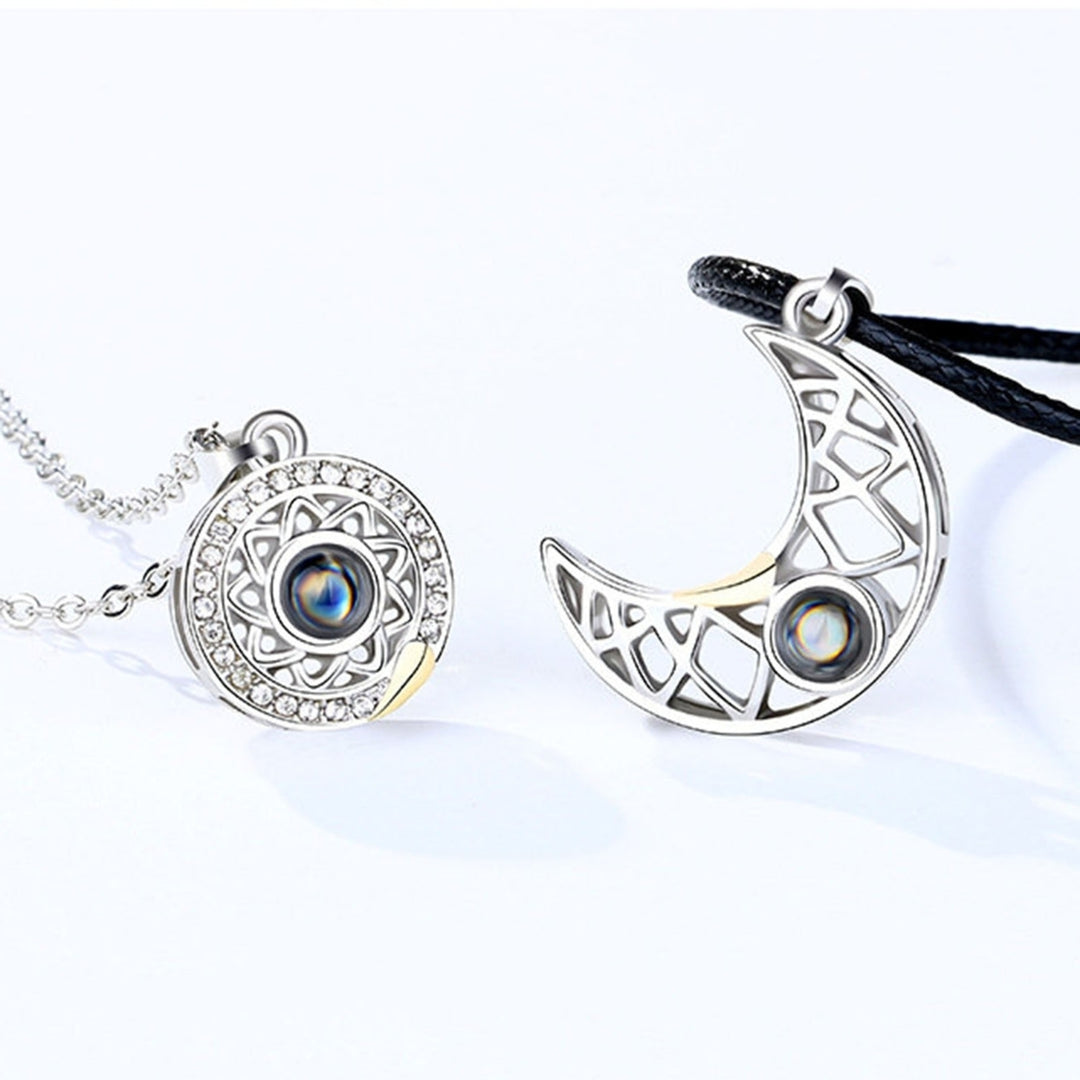 1 Pair Matching Necklace Magnetic Sun Moon Creative His-and-hers Necklace for Gift Image 4