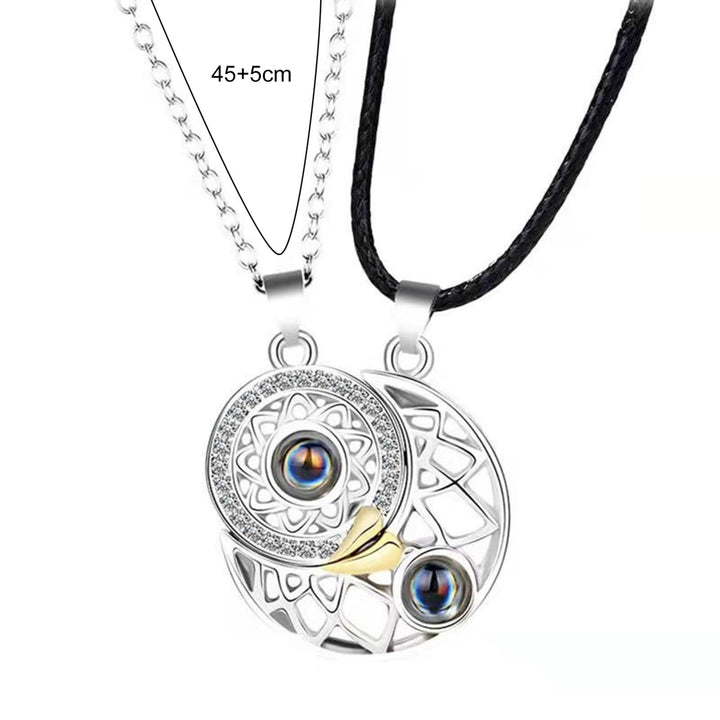 1 Pair Matching Necklace Magnetic Sun Moon Creative His-and-hers Necklace for Gift Image 7