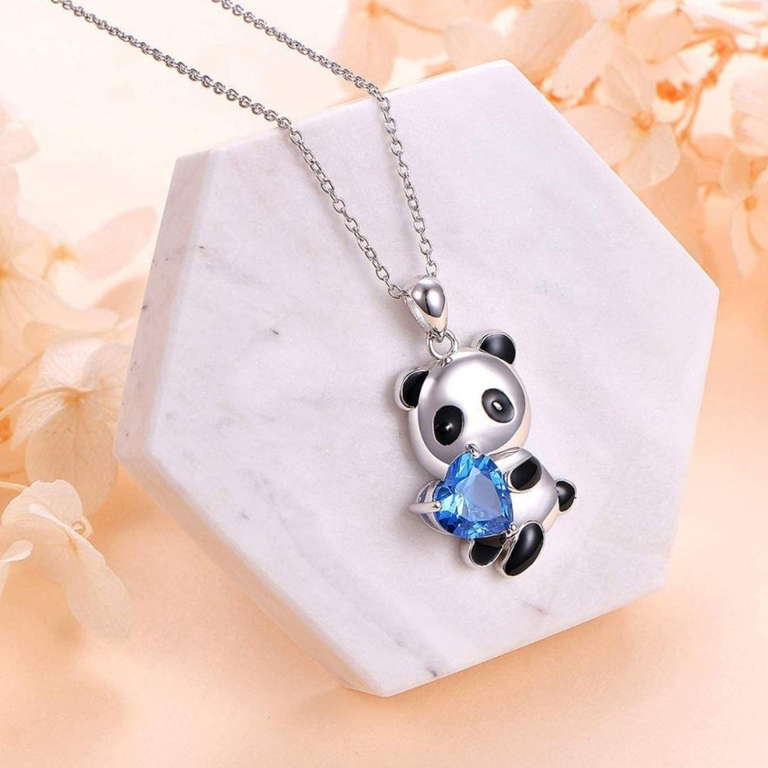 Pendant Necklace Panda Embrace Heart Exquisite Jewelry Cartoon Animal Necklace for Daily Wear Image 1