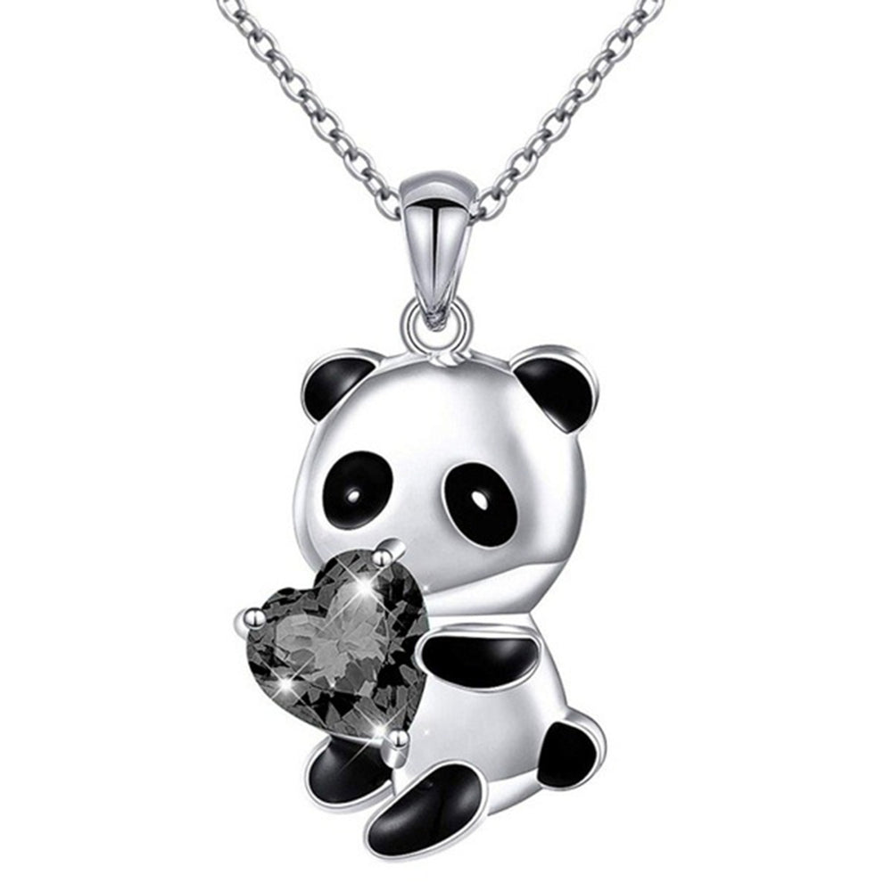 Pendant Necklace Panda Embrace Heart Exquisite Jewelry Cartoon Animal Necklace for Daily Wear Image 2