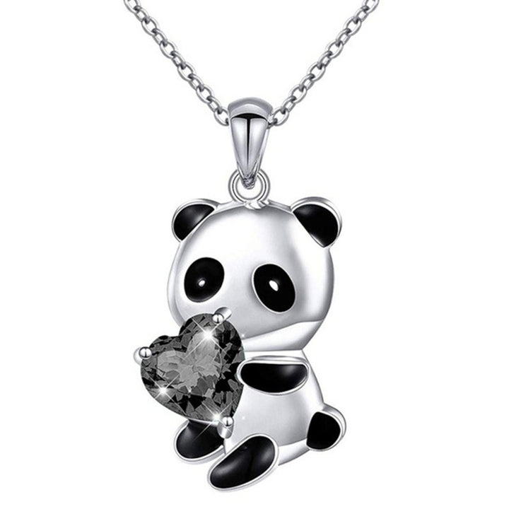 Pendant Necklace Panda Embrace Heart Exquisite Jewelry Cartoon Animal Necklace for Daily Wear Image 1