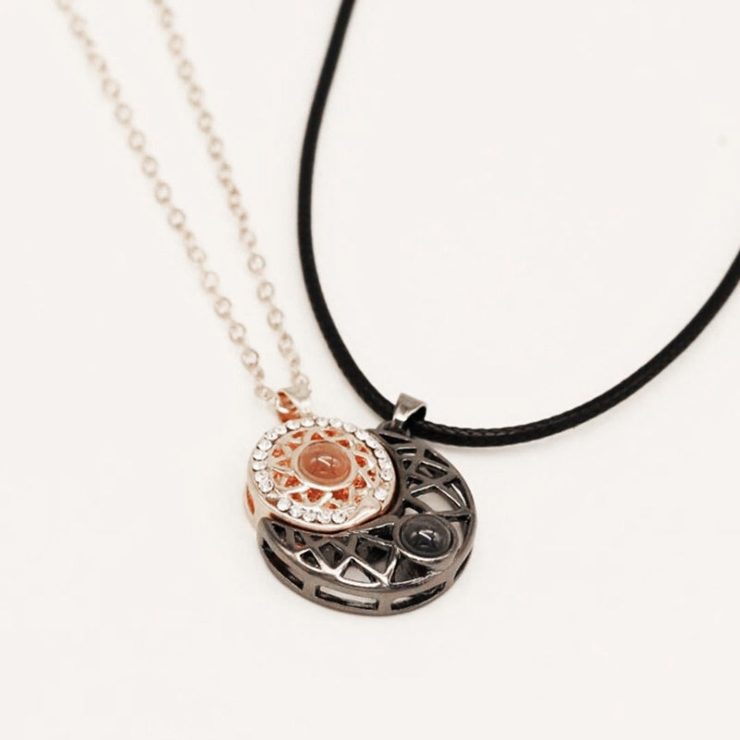 1 Pair Matching Necklace Magnetic Sun Moon Creative His-and-hers Necklace for Gift Image 9