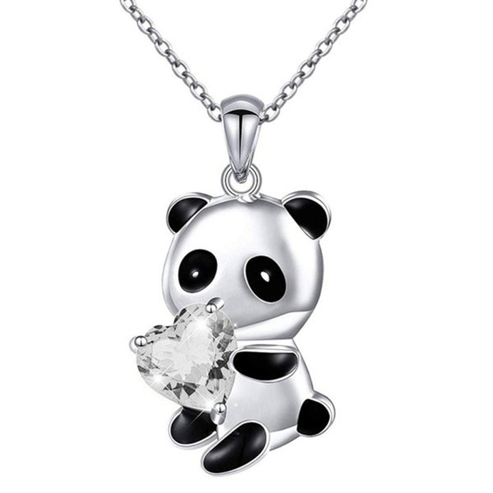 Pendant Necklace Panda Embrace Heart Exquisite Jewelry Cartoon Animal Necklace for Daily Wear Image 3