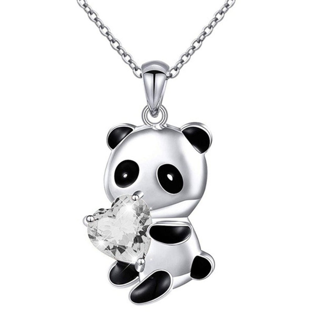 Pendant Necklace Panda Embrace Heart Exquisite Jewelry Cartoon Animal Necklace for Daily Wear Image 1