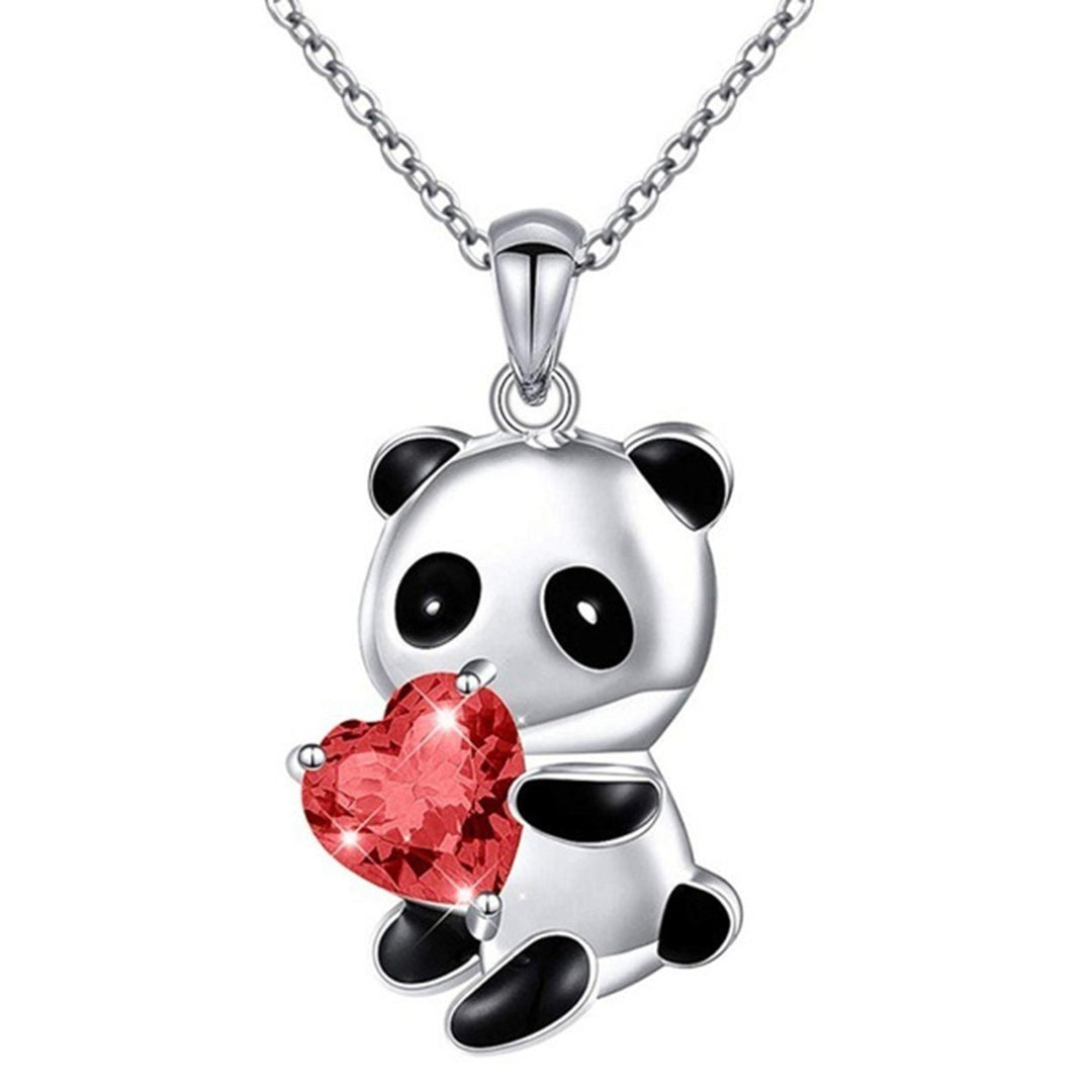 Pendant Necklace Panda Embrace Heart Exquisite Jewelry Cartoon Animal Necklace for Daily Wear Image 4