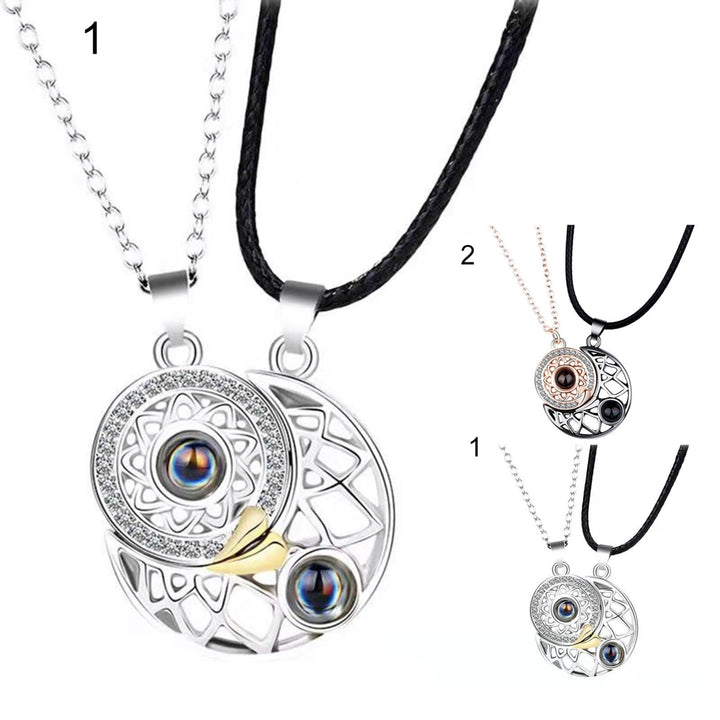 1 Pair Matching Necklace Magnetic Sun Moon Creative His-and-hers Necklace for Gift Image 12