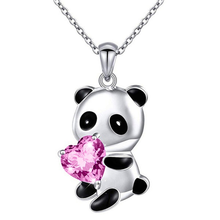 Pendant Necklace Panda Embrace Heart Exquisite Jewelry Cartoon Animal Necklace for Daily Wear Image 7