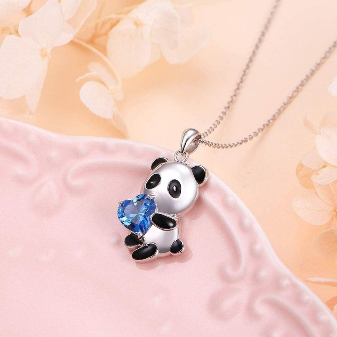 Pendant Necklace Panda Embrace Heart Exquisite Jewelry Cartoon Animal Necklace for Daily Wear Image 9