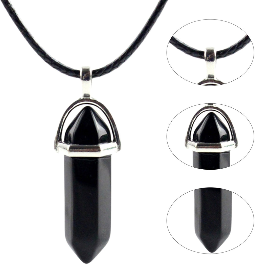 Black Rope Adjustable Exquisite Women Necklace Natural Hexagonal Stone Wire Wrapped Pendant Necklace Jewelry Accessories Image 11