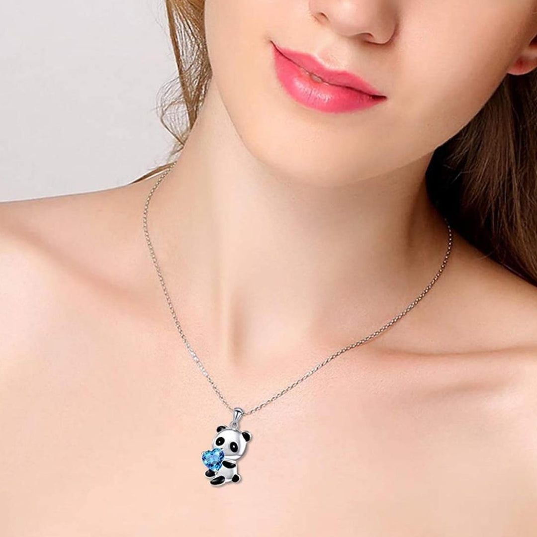 Pendant Necklace Panda Embrace Heart Exquisite Jewelry Cartoon Animal Necklace for Daily Wear Image 10