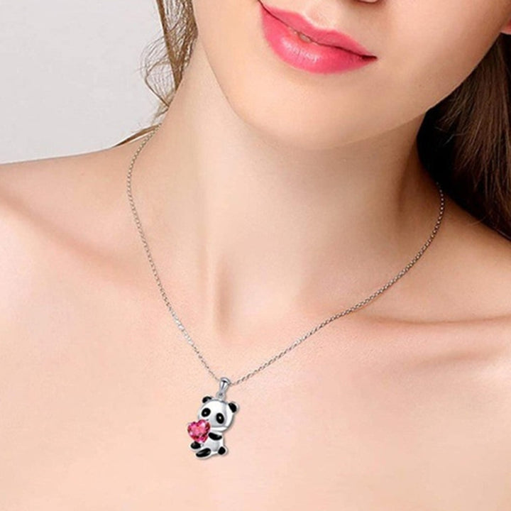 Pendant Necklace Panda Embrace Heart Exquisite Jewelry Cartoon Animal Necklace for Daily Wear Image 11