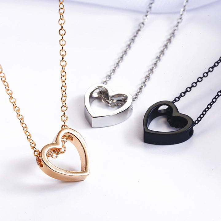 Women Necklace Hollow Out Heart Jewelry Long Lasting Bright Luster Pendant Necklace for Festival Image 1